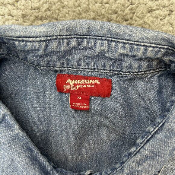 VTG Arizona Jean Denim Long Sleeve Button Up Southwest Pearl Snap Shirt XL - Picture 7 of 14